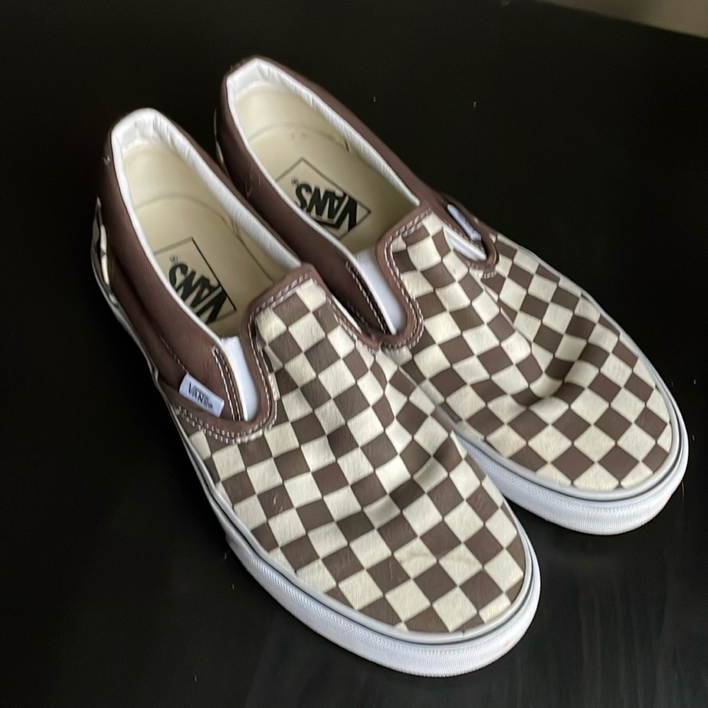 Checkered brown vans